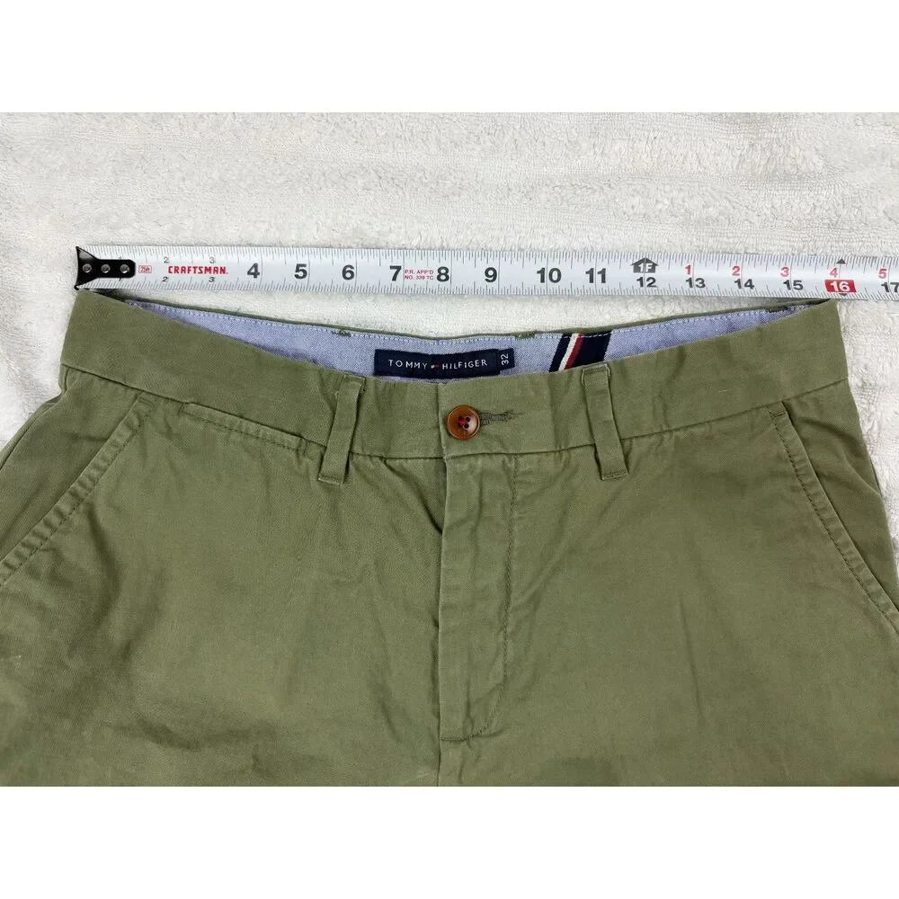 Tommy Hilfiger Shorts Mens 32 Olive Green Chino Classic Fit Casual